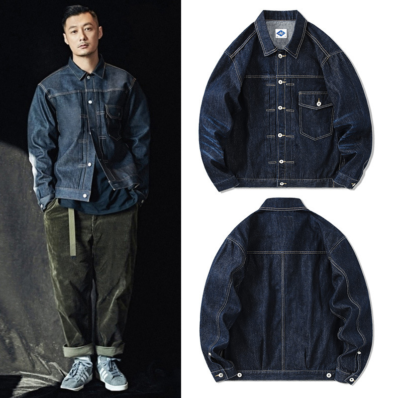 Streetwear Brand - Tij Merk Donkerblauw Denim Jas Mannen