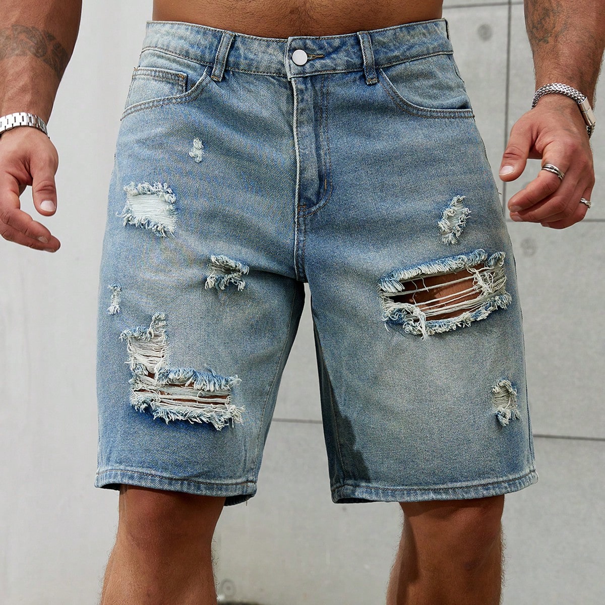 Streetwear Brand - Nieuwe Mode Heren Gescheurde Korte Jeans