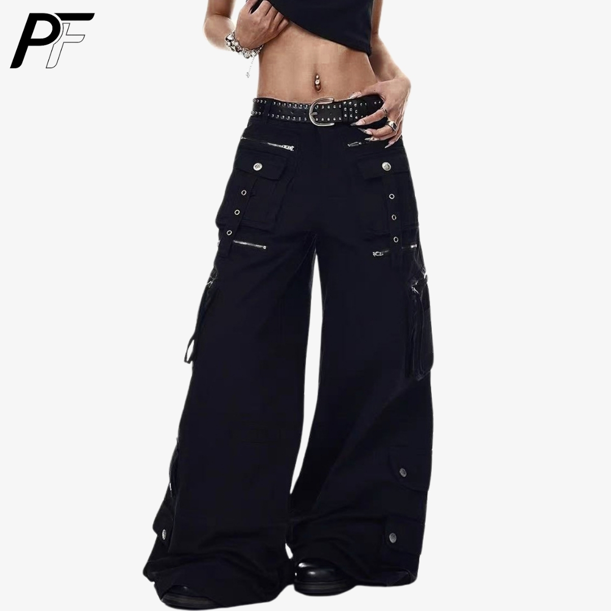 Streetwear Brand Pants - Grunge Techwear Cargobroek met wijde pijpen